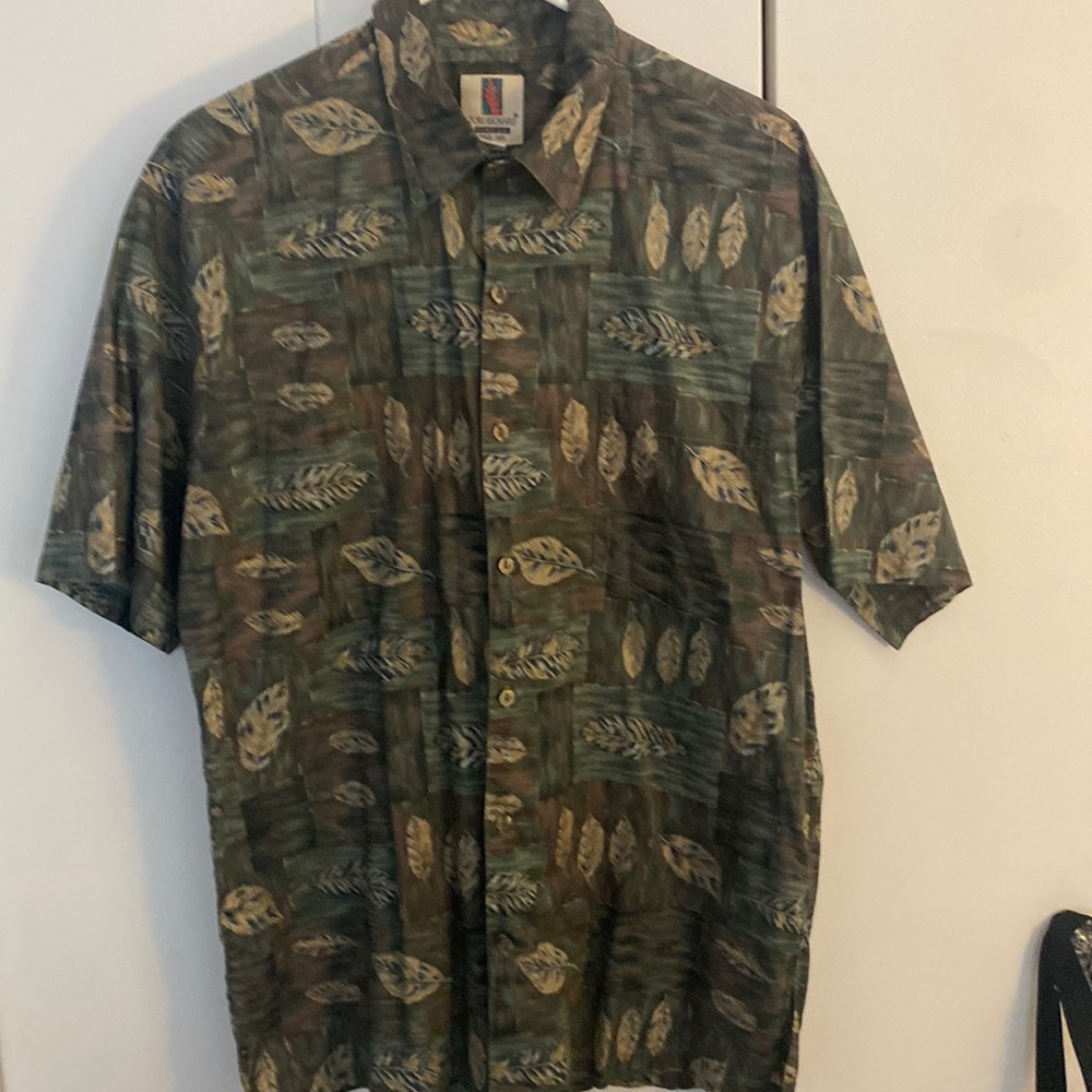 VINTAGE TORI RICHARD Hawaiian Shirt Cotton Lawn Green Leafs - Foliage - Medium